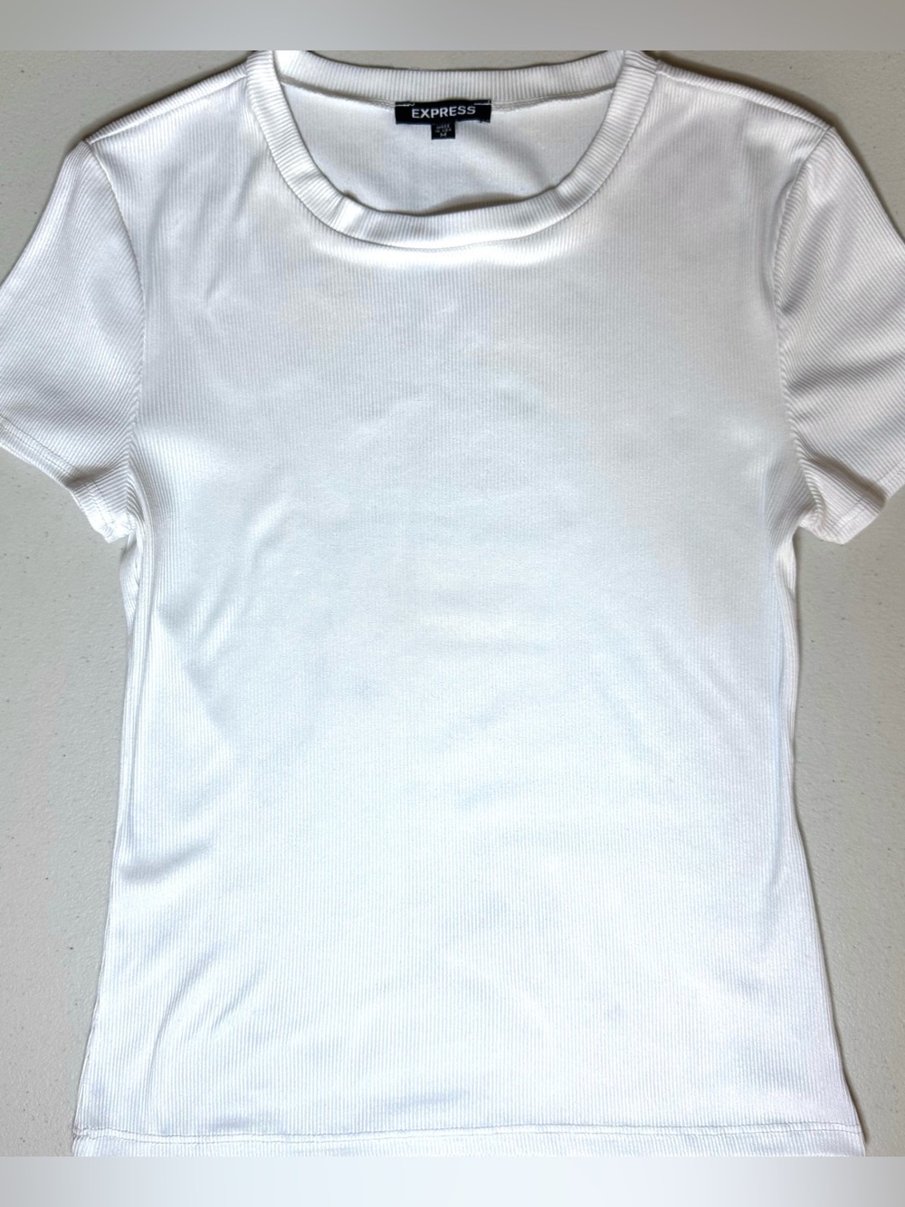 Express White Ribbed Tee Shirt